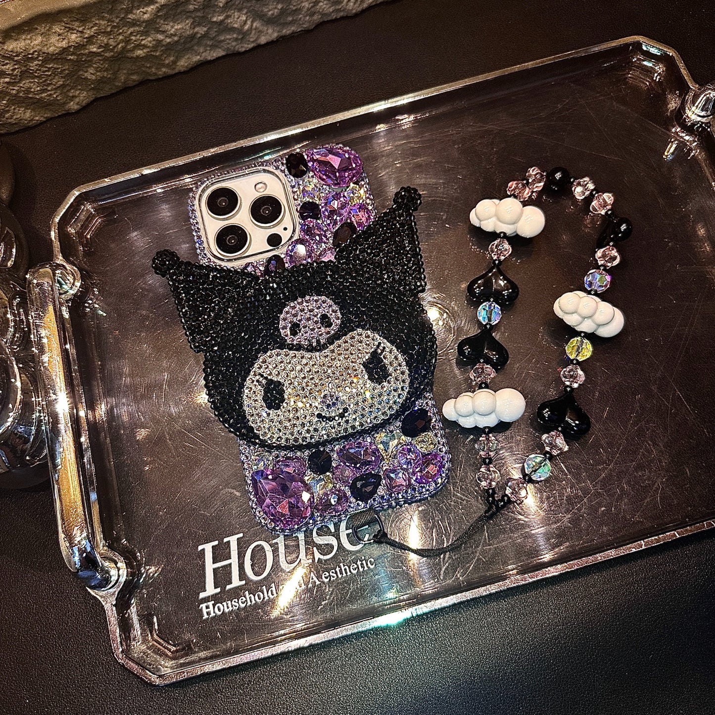 3D Kuromi Gorgeous Bling Purple Gemstone For iPhone Samsung Case