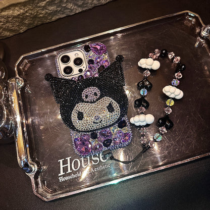 3D Kuromi Gorgeous Bling Purple Gemstone For iPhone Samsung Case