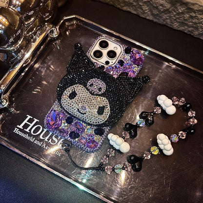 3D Kuromi Gorgeous Bling Purple Gemstone For iPhone Samsung Case