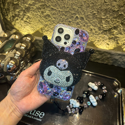3D Kuromi Gorgeous Bling Purple Gemstone For iPhone Samsung Case