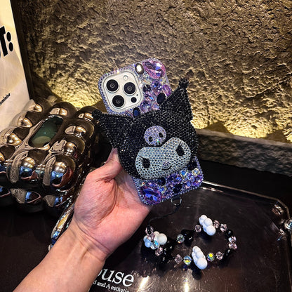 3D Kuromi Gorgeous Bling Purple Gemstone For iPhone Samsung Case