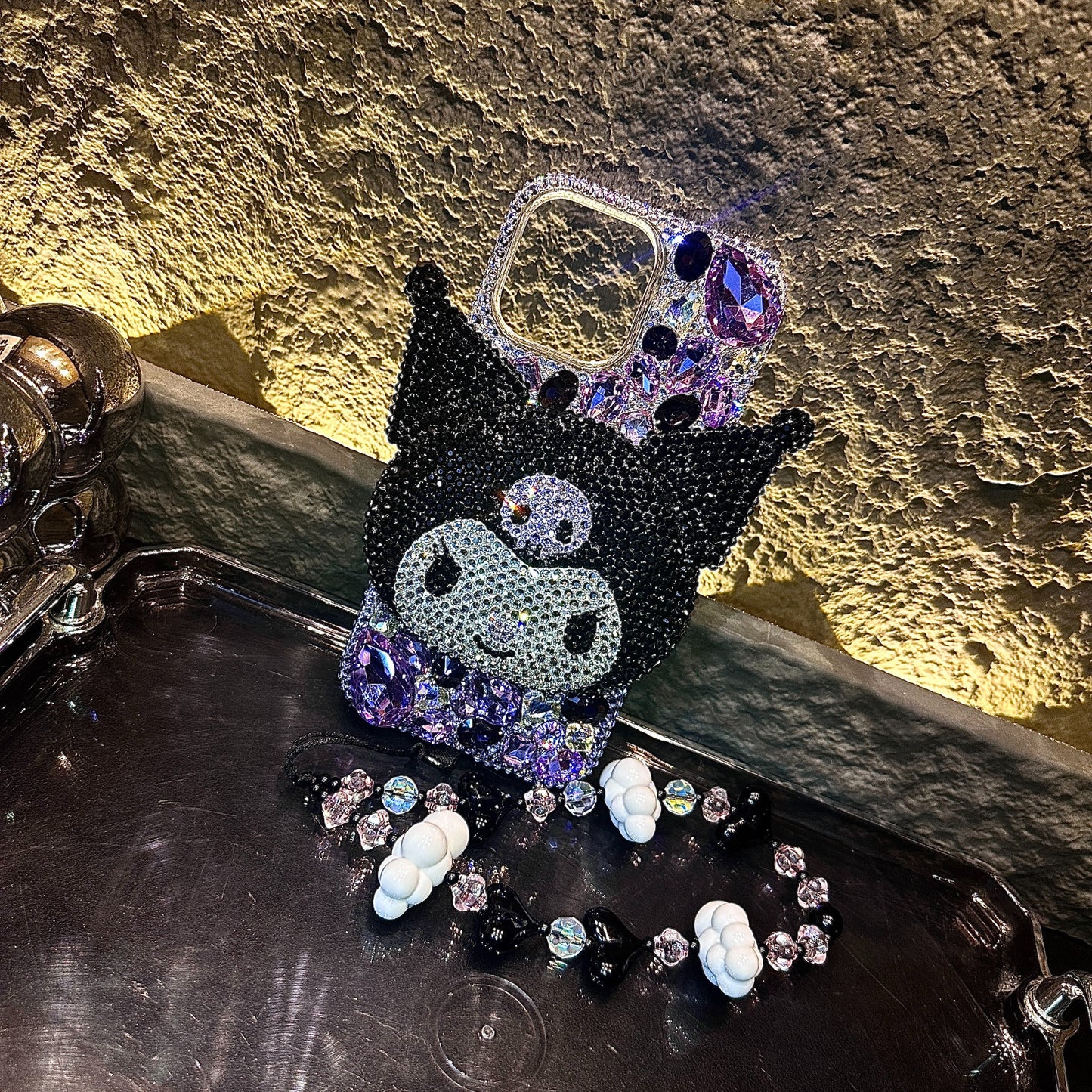 3D Kuromi Gorgeous Bling Purple Gemstone For iPhone Samsung Case