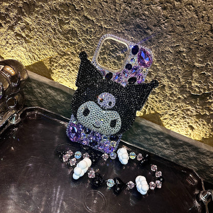 3D Kuromi Gorgeous Bling Purple Gemstone For iPhone Samsung Case