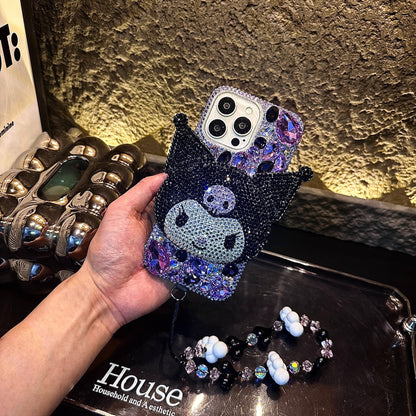 3D Kuromi Gorgeous Bling Purple Gemstone For iPhone Samsung Case