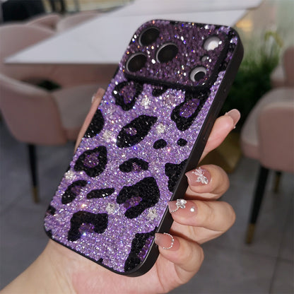 Handmade iPhone Case Luxury Purple Bling Rhinestone Leopard & Heart