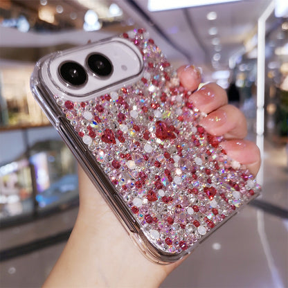 Handmade Luxury Bling Rose Red Mix Rhinestone Case For iPhone Duo