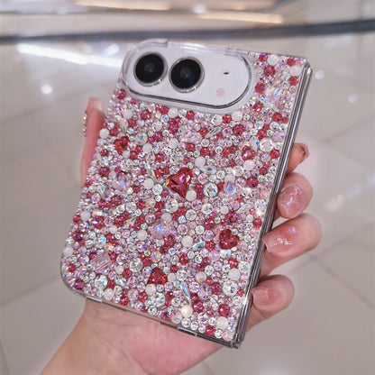 Handmade Luxury Bling Rose Red Mix Rhinestone Case For iPhone Duo