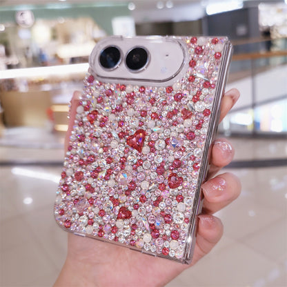 Handmade Luxury Bling Rose Red Mix Rhinestone Case For iPhone Duo