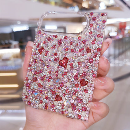 Handmade Luxury Bling Rose Red Mix Rhinestone Case For iPhone Duo