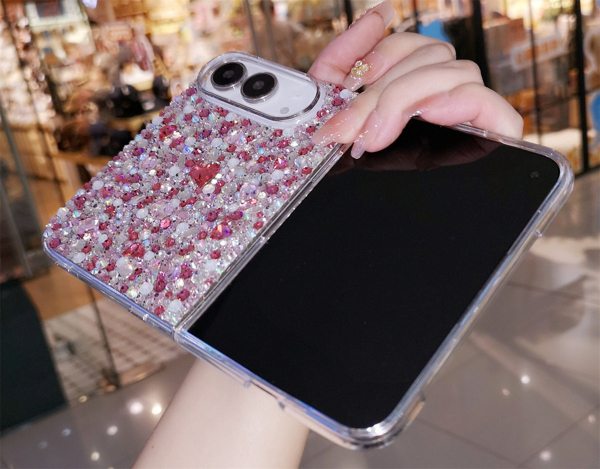 Handmade Luxury Bling Rose Red Mix Rhinestone Case For iPhone Duo