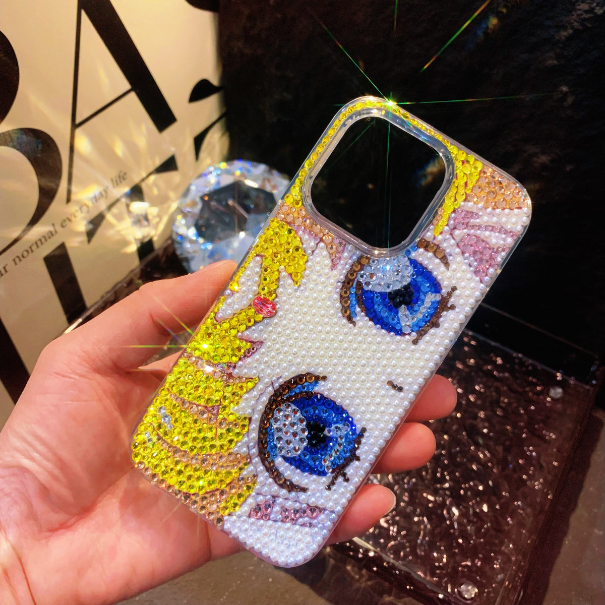 Handmade iPhone Case Luxury Bling Rhinestone Beautiful Sailor Moon Case