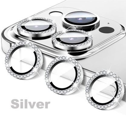 HD Clarity Tempered Glass Camera Lens with Gems for iPhone