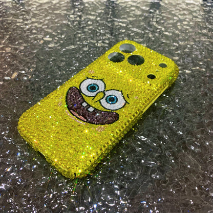 Handmade iPhone Case Gorgeous Bling Yellow Crystals SpongeBob