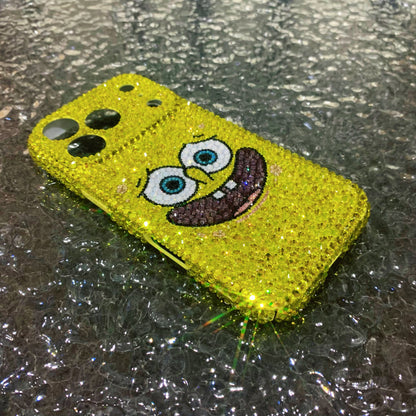 Handmade iPhone Case Gorgeous Bling Yellow Crystals SpongeBob