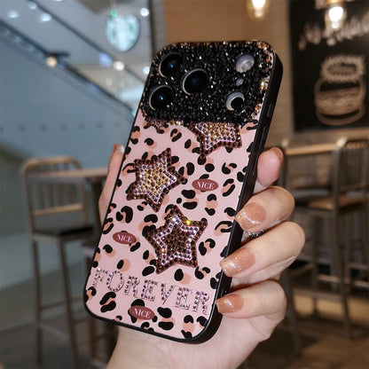 Handmade Minimalism Bling Rhinestone Leopard & Star Case For iPhone