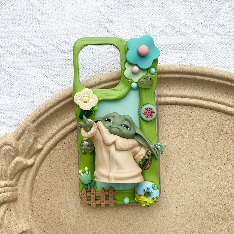 Handmade iPhone Case Cute Baby Yoda Decoden Cream Glue Case