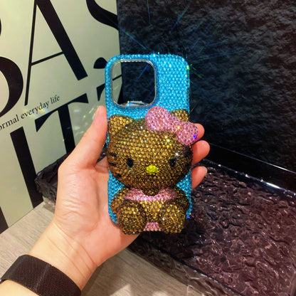 Funda de iPhone Samsung con pedrería brillante Summer Tan 3D Hello Kitty