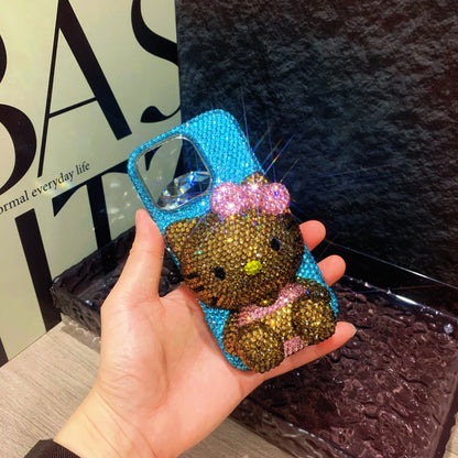 Funda de iPhone Samsung con pedrería brillante Summer Tan 3D Hello Kitty