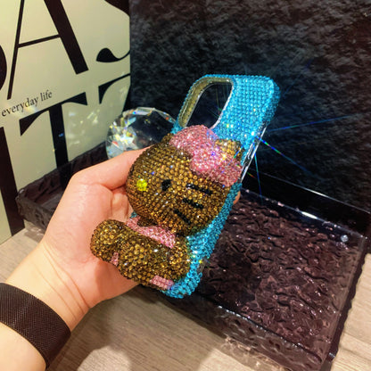 Funda de iPhone Samsung con pedrería brillante Summer Tan 3D Hello Kitty