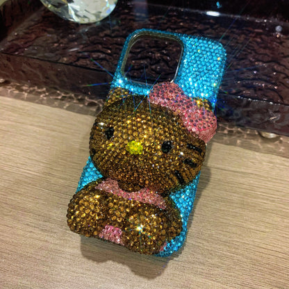 Funda de iPhone Samsung con pedrería brillante Summer Tan 3D Hello Kitty
