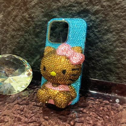 Funda de iPhone Samsung con pedrería brillante Summer Tan 3D Hello Kitty