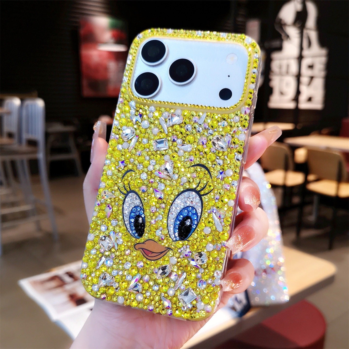 Handmade Bling Rhinestone Yellow Tweety iPhone Case