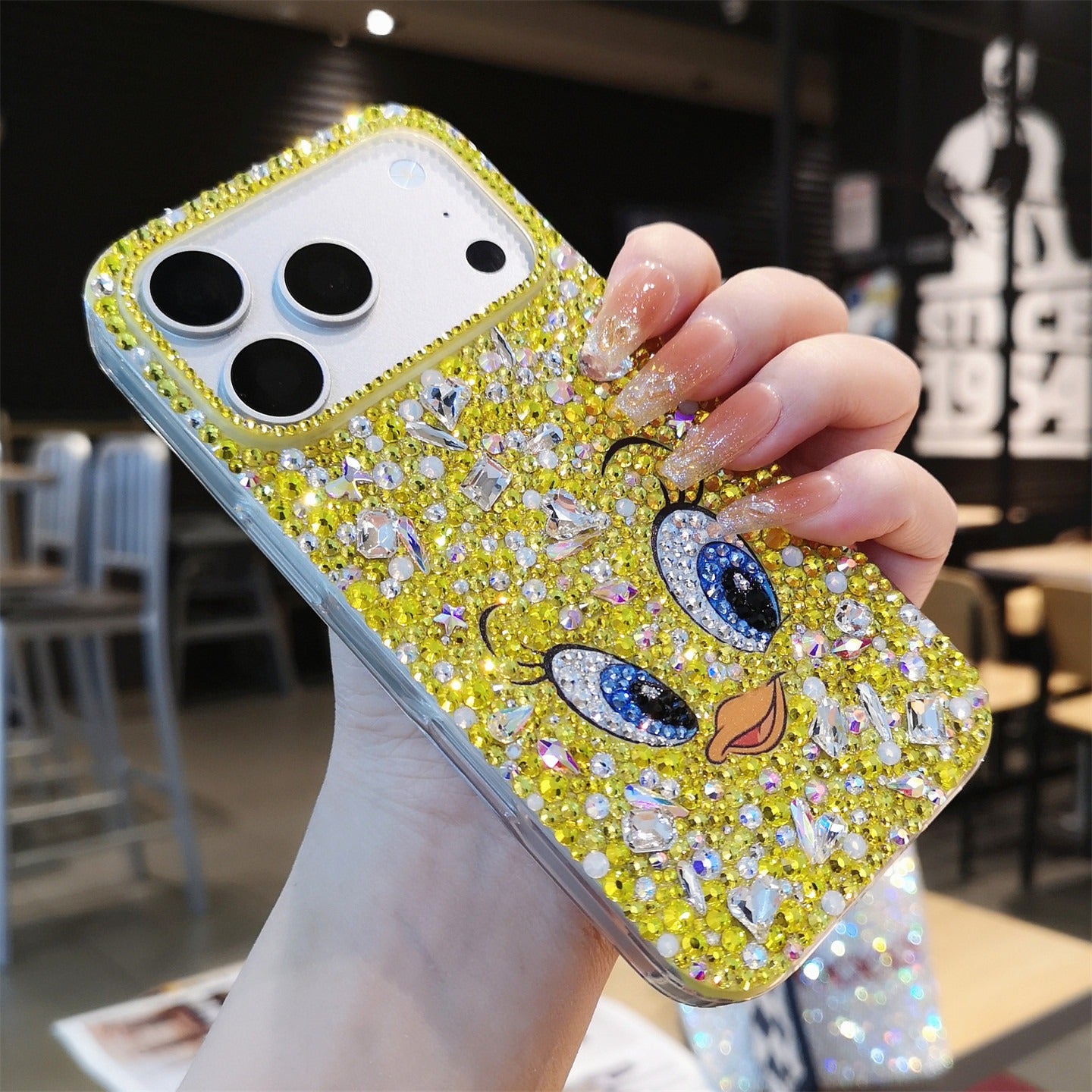 Handmade Bling Rhinestone Yellow Tweety iPhone Case