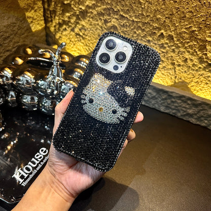 Hello Kitty 3D Luxury Bling Black Rhinestone For iPhone Case