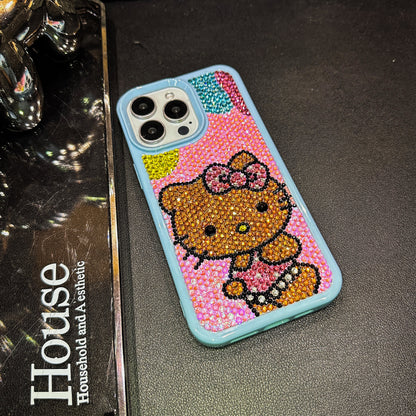 Handgemachte iPhone Hülle Luxus Bling Rot Strass Niedlich Hello Kitty Back Case