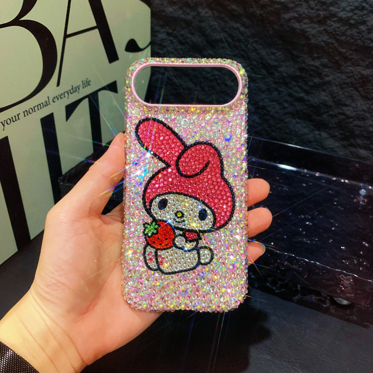 My Melody with Strawberry Gorgeous Bling AB Crystal For iPhone Case