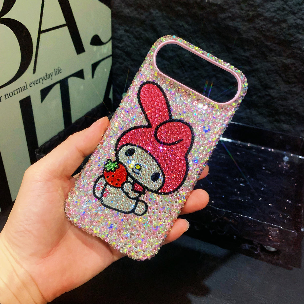 My Melody with Strawberry Gorgeous Bling AB Crystal For iPhone Case