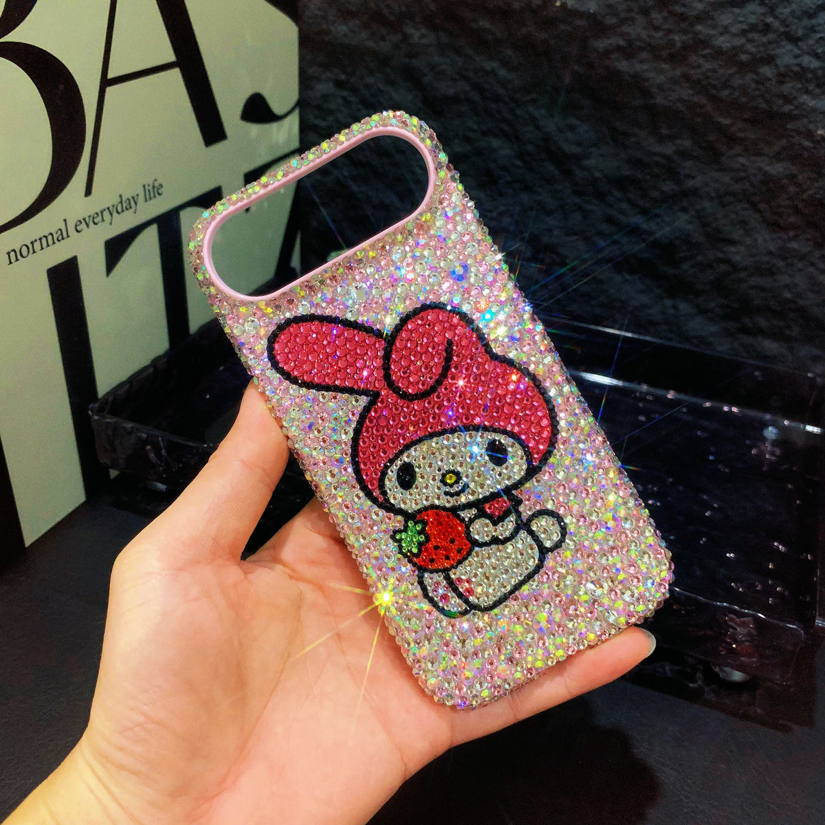 My Melody with Strawberry Gorgeous Bling AB Crystal For iPhone Case