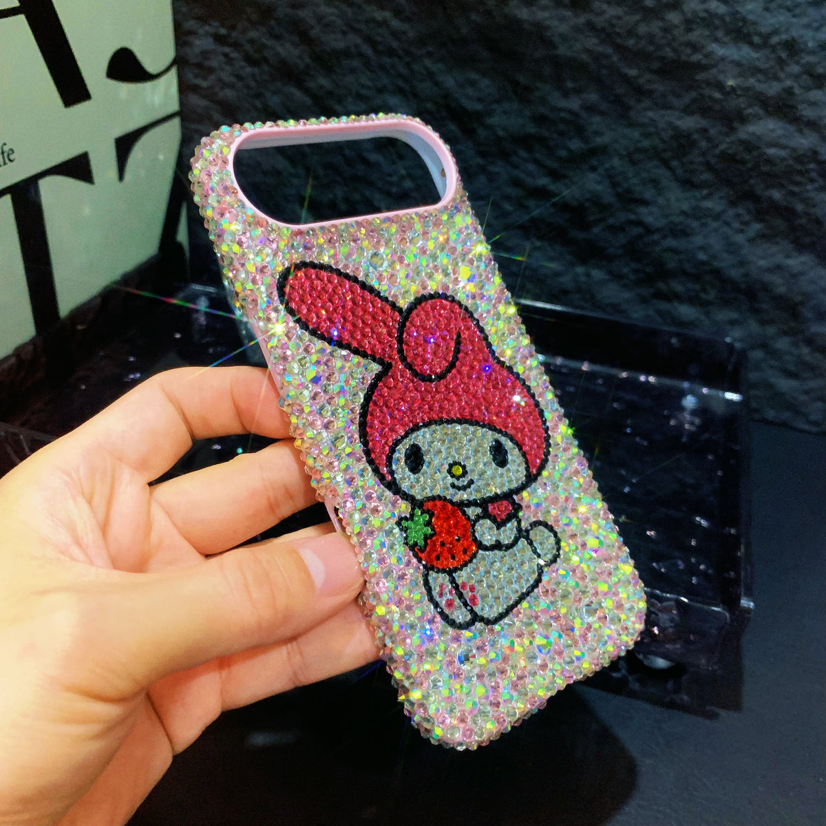My Melody with Strawberry Gorgeous Bling AB Crystal For iPhone Case