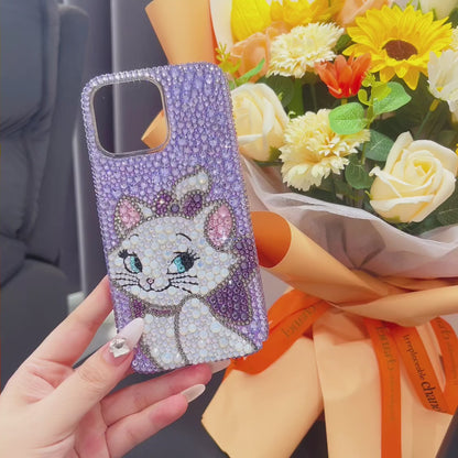 Marie Cat Gorgeous Bling Purple Rhinestone For iPhone Case