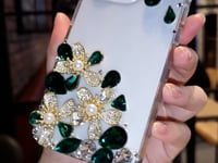 Handmade Minimalist Flowers Bling Crystal For iPhone Case