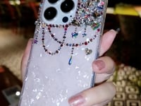 Handmade Minimalist Shell Pattern with Bling Crystal For iPhone Case