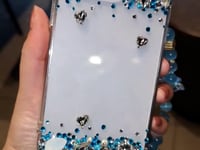 Handmade iPhone Case Bling Blue Rhinestone Minimalist Back Case