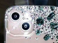 Handgemachte iPhone Hülle Minimalistisch Bling Grün Strass Rückenhülle