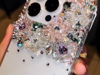 Handmade iPhone Case Minimalist Flowers Bling Rhinestone Back Case