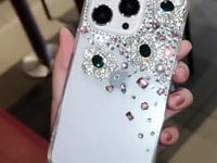 Handmade iPhone Case Minimalist Flowers Bling Rhinestone Back Case