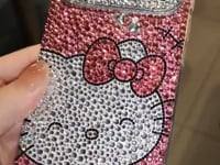 Smiling Hello Kitty Bling Rose Red Rhinestone For iPhone Case