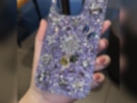 Handmade Phone Case Purple Bling Rhinestone with Flower For iPhone