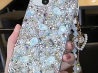 Funda de lujo con diamantes de imitación hechos a mano con perlas para iPhone Samsung