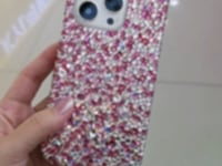Funda de Lujo Hecha a Mano con Pedrería Roja Rosa para iPhone Samsung