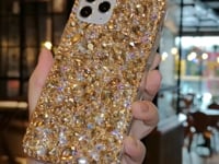 Funda de lujo hecha a mano con cristales amarillos brillantes para iPhone y Samsung