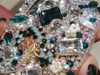 Handmade iPhone Case Luxury Bling Crystal & Emerald Stone with Lanyard