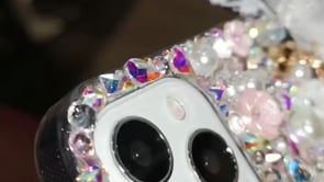 Handmade iPhone Case Luxury Bling Crystal and Pearls with Charm Chain
