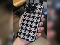 Handmade Phone Case Luxury Bling Rhinestone Houndstooth For iPhone
