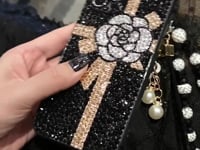 Handmade Phone Case Luxury Bling Rhinestone Ribbon Flower For iPhone