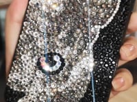 Handmade Phone Case Luxury Black Bling Rhinestone Ocelot For iPhone
